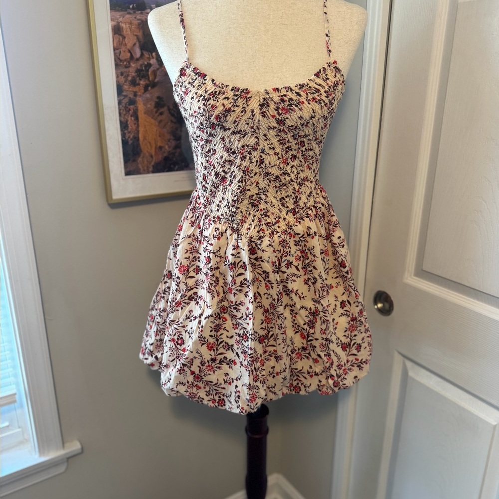 American Eagle Outfitters Floral Mini Dress - Cream and Red